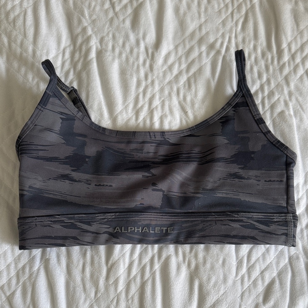 Alphalete Black and Gray Patterned Sports Bra